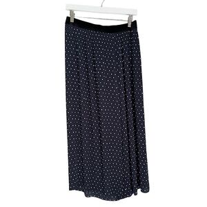 Zara Basic Women’s Wide‎ Leg Polka Dot Pull On Elastic Velour Waist Blue Large